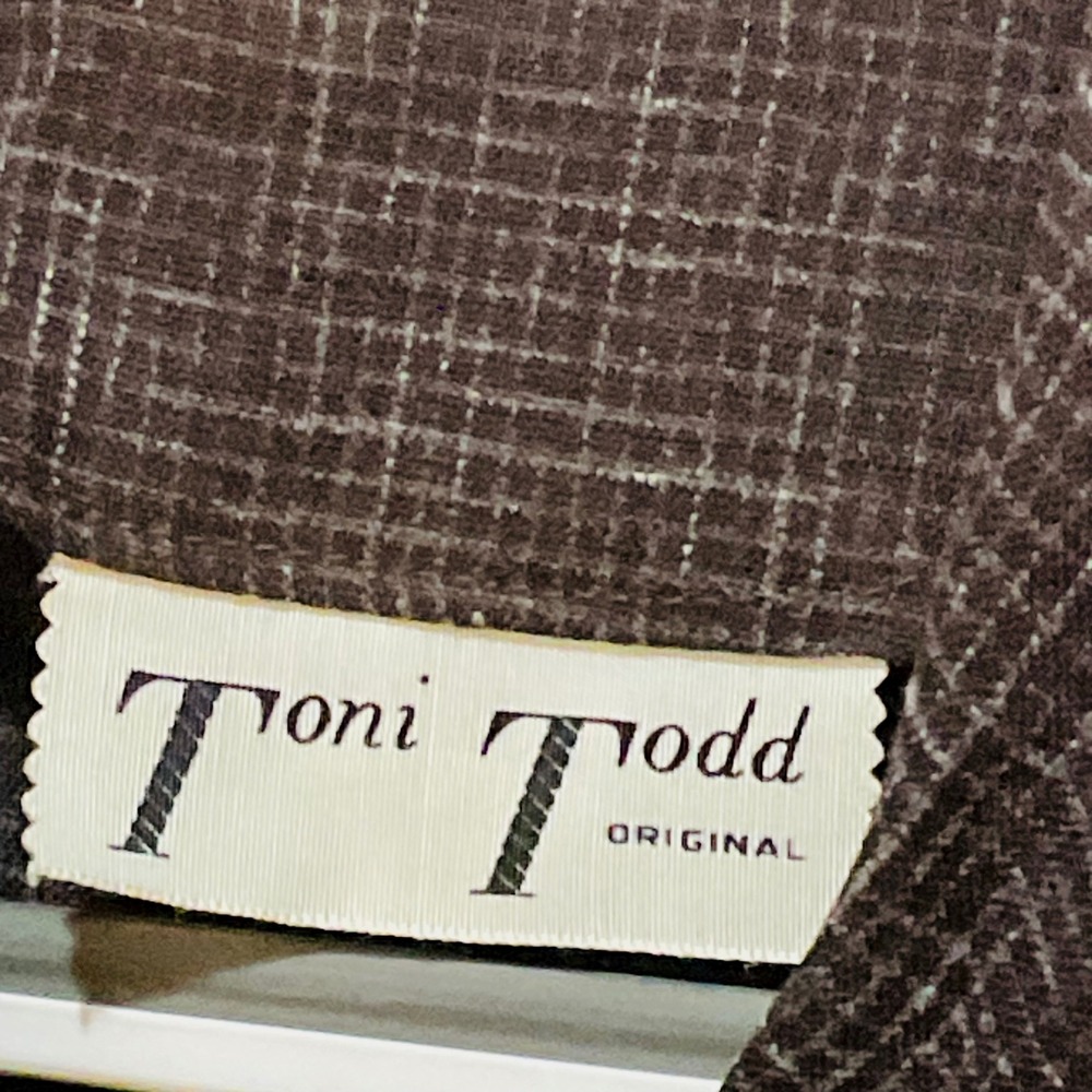 TONI TODD Original vintage 1940s brown button up rayon bows‎ maxi pockets dress - Picture 12 of 16